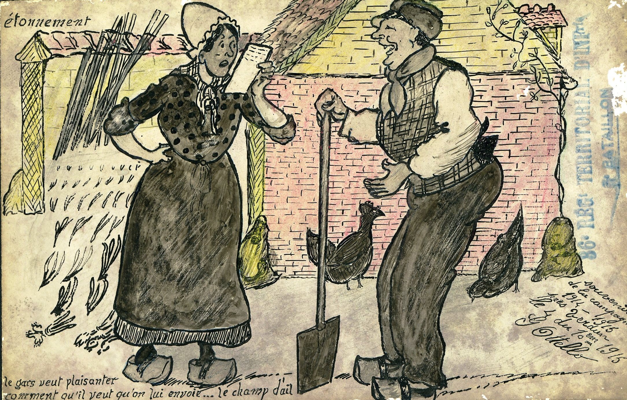 « Le champ d’ail ».Carte postale de Paul Gabriel Ottello, 36e RIT. 4 octobre 1915. Archives nationales, 700AP/5/PA_102