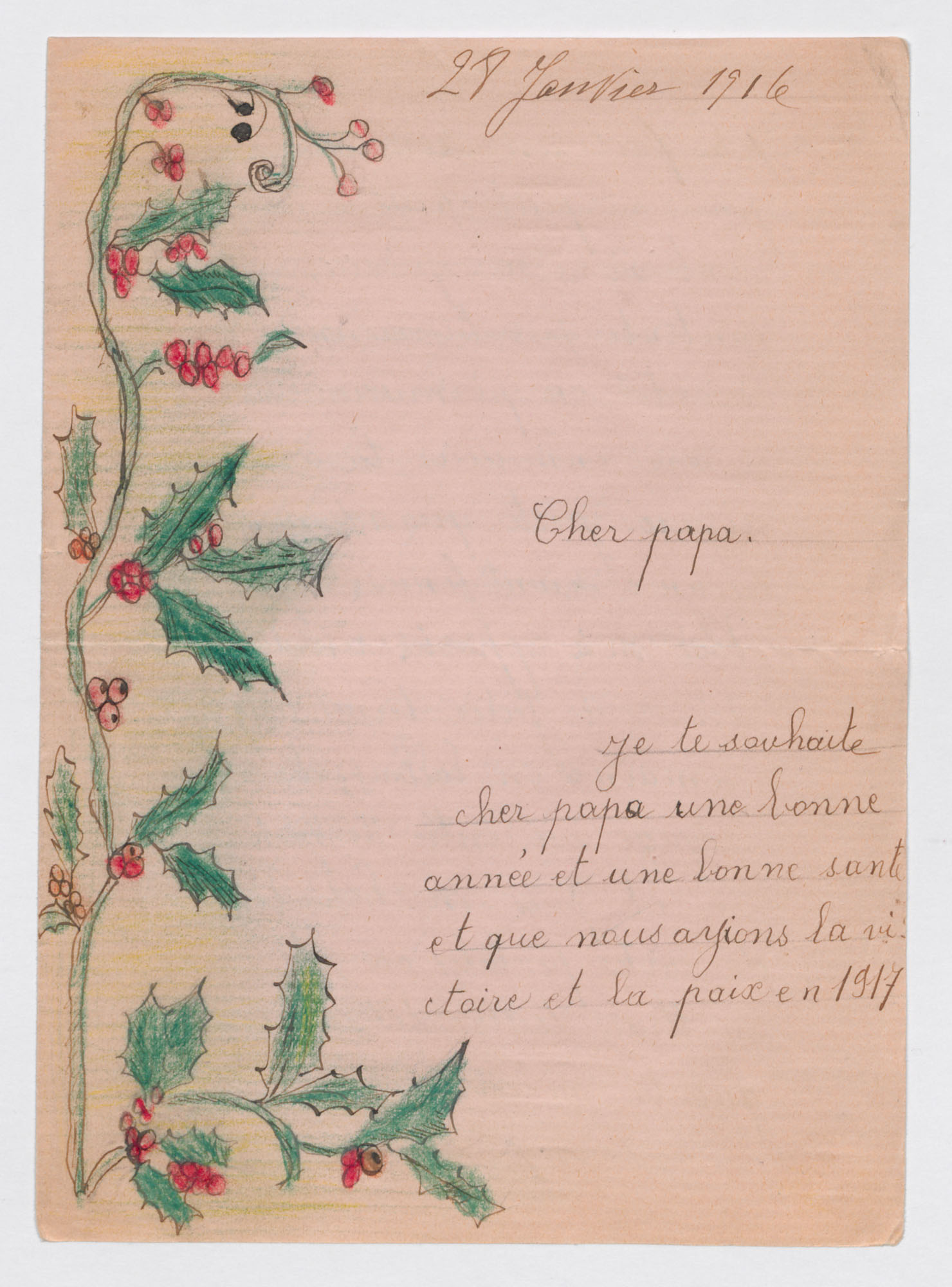 Lettre de Marguerite à son père, l'adjudant Eugène Hosmalin, 99e RIT. 28 janvier 1916. Archives nationales, 700AP/5/PA_101