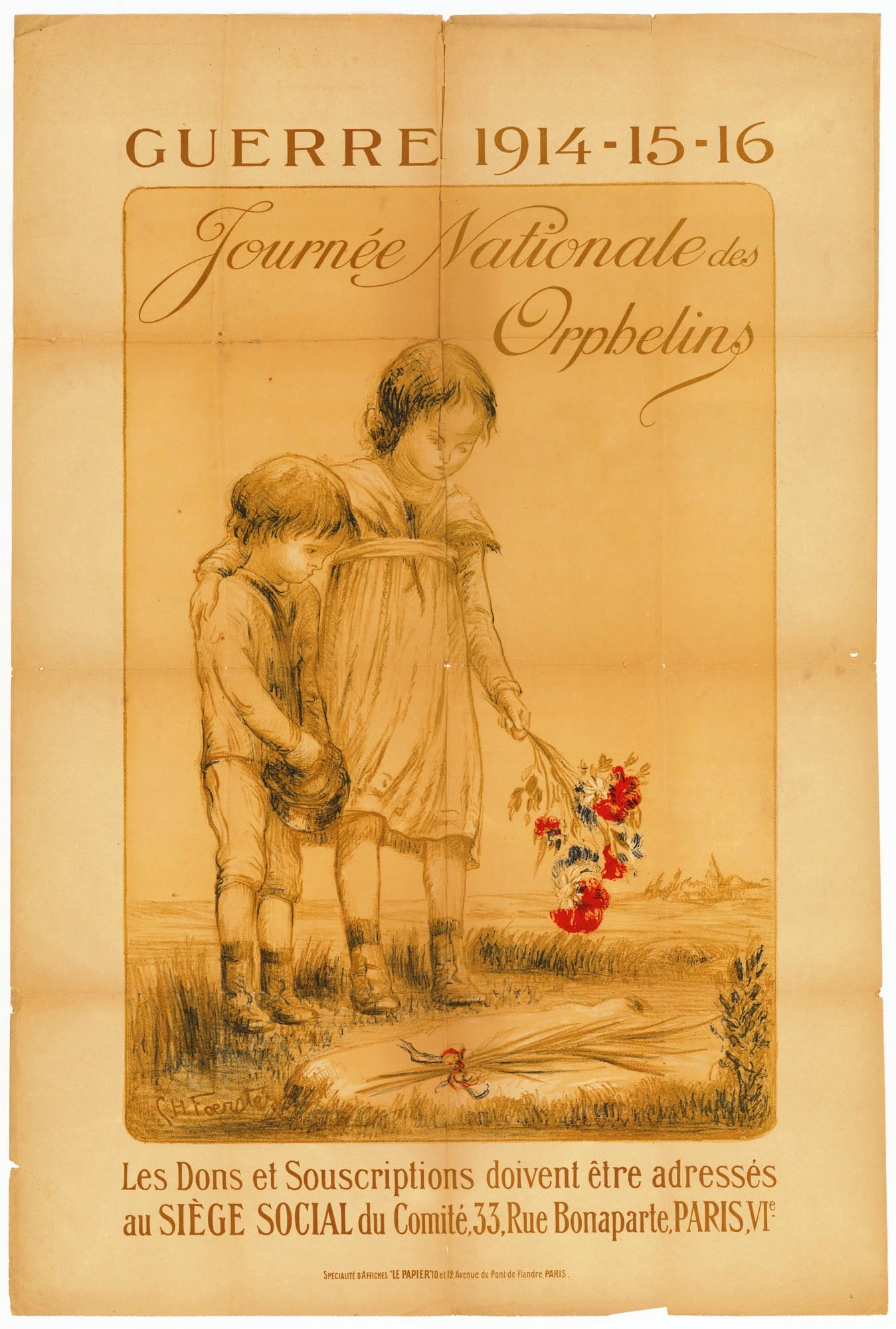 Affichette de la Journée nationale des orphelins. 1916. Archives nationales, 700AP/3/PA_067