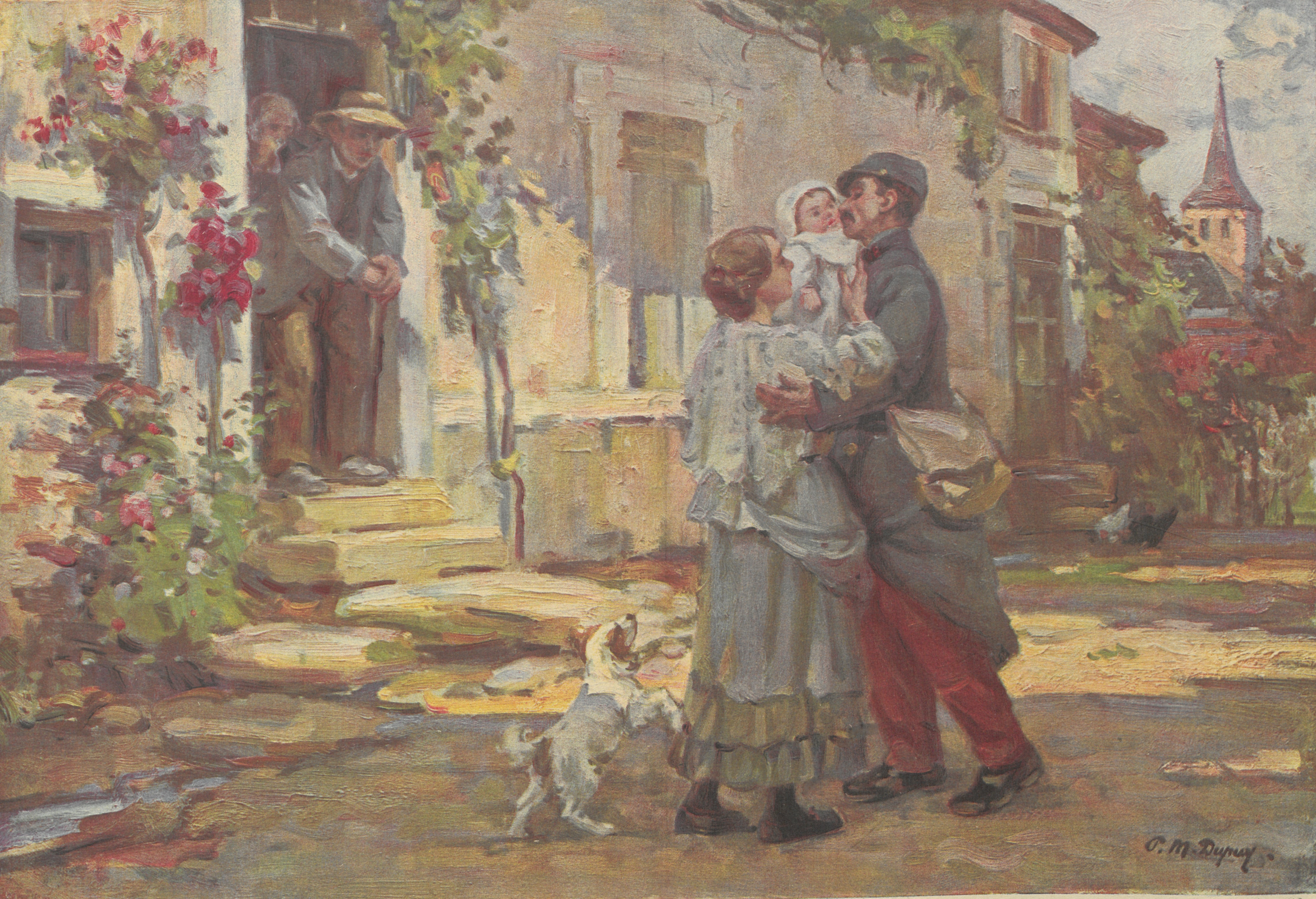 Le départ du soldat. Dessin de G.M. Dupuy. Dans La Guerre documentée…, n°5, planche 46. Archives nationales, 700AP/16/PI_030