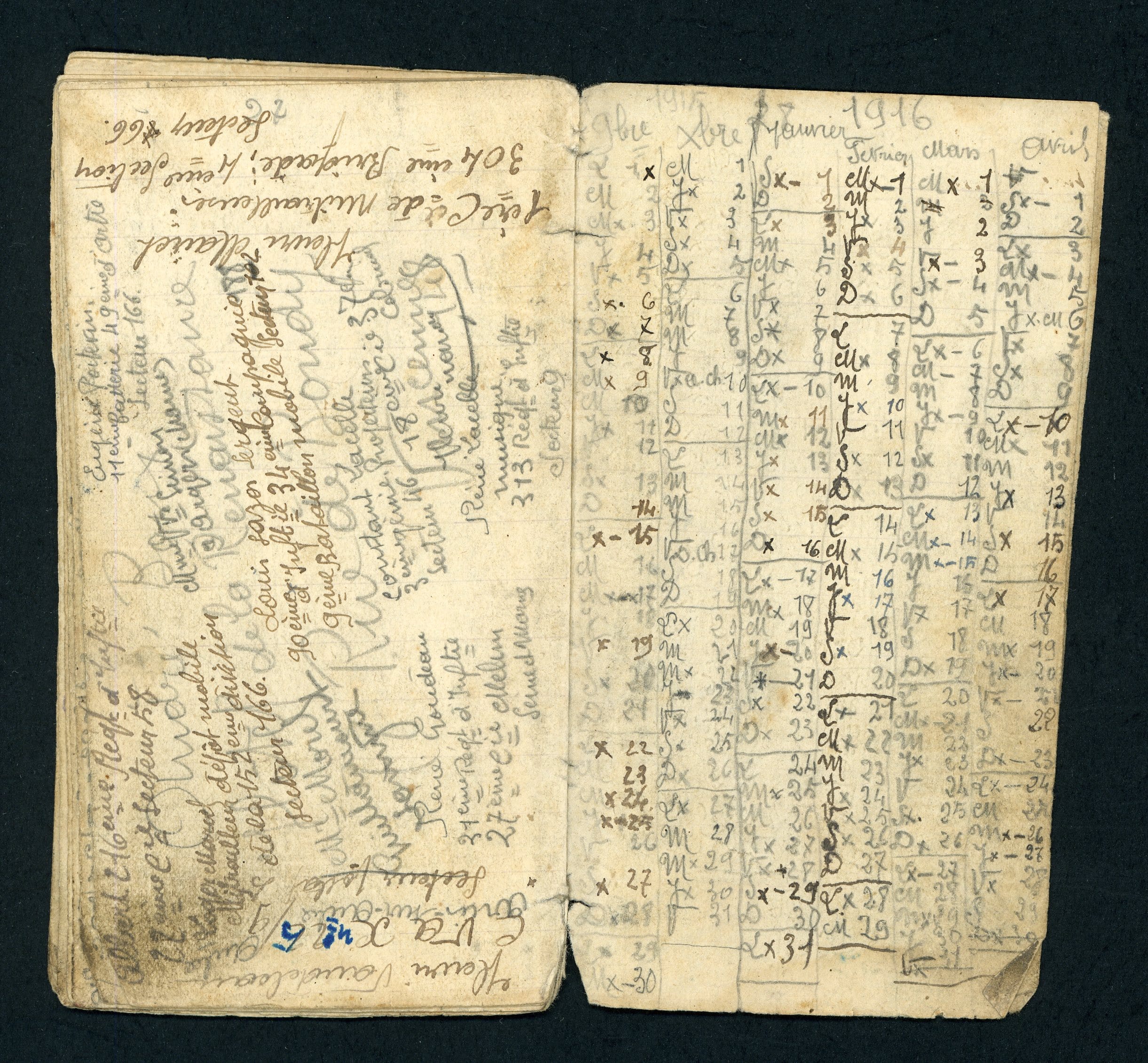 Carnet de notes manuscrit de Daniel Godu, 37e RI. 1914-1918. Archives nationales, 700AP/5/PA_099