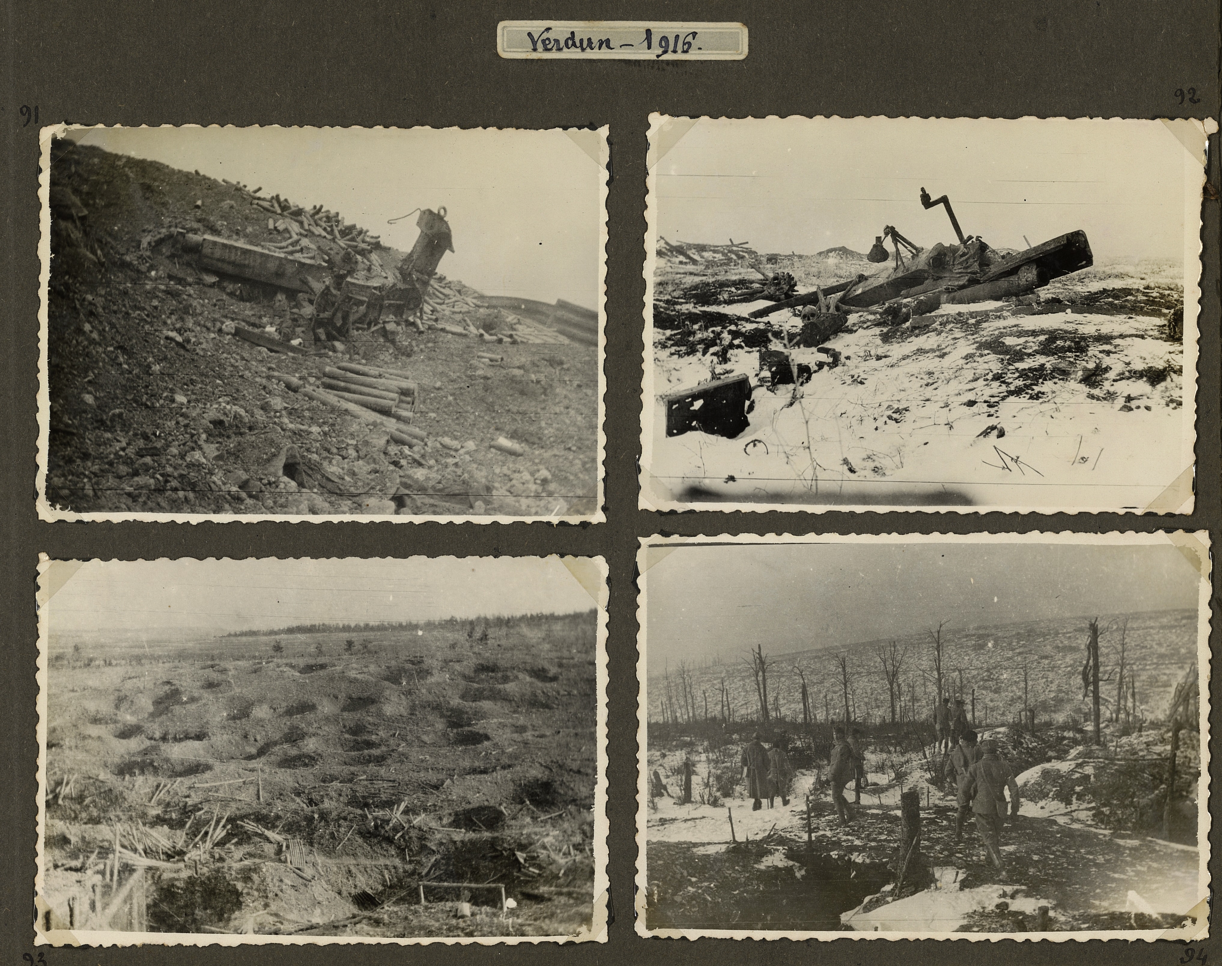 Paysages dévastés à Verdun (Meuse). Album photographique de Joseph Martin, 9e RI. 1916. Archives nationales, 700AP/14/PA_347