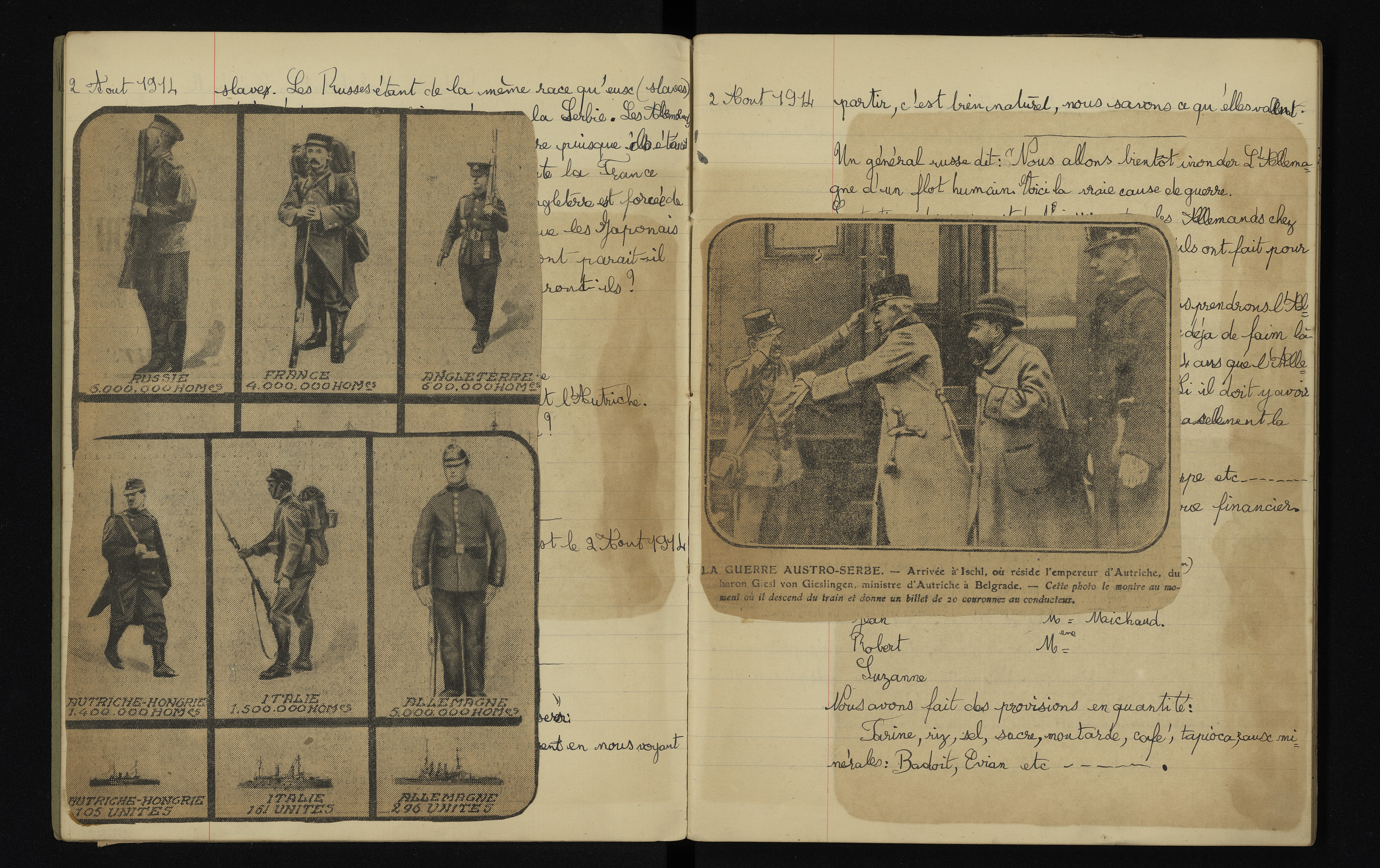 Journal du jeune Jean Pacquement. 1914. Archives nationales, 700AP/9/PA_221