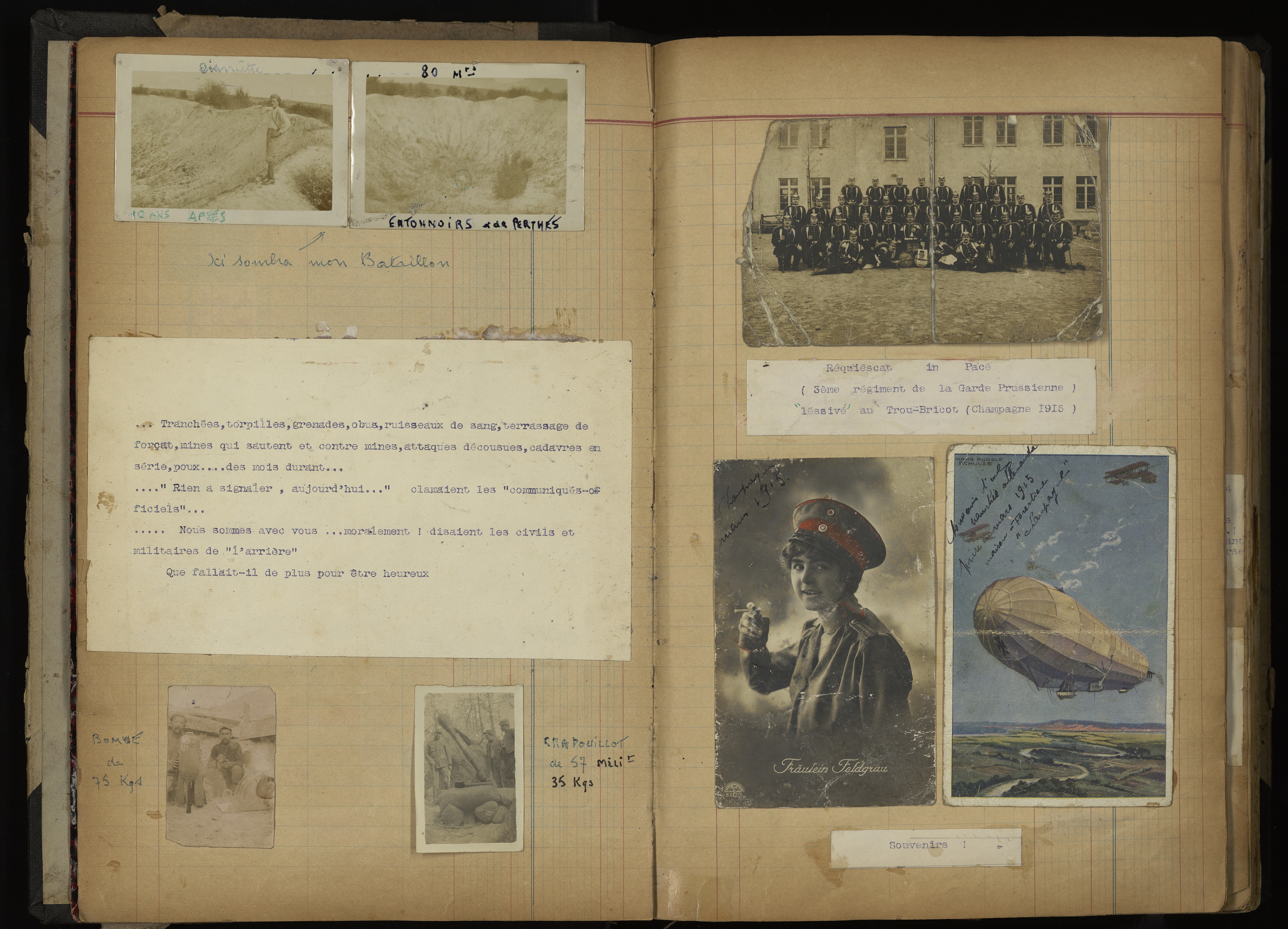 « Livre d’heures familiales et guerrières, 1870-1871, 1914-1918, 1939-194... », du caporal Roger Fantoullier. Archives nationales, 700AP/3/PA_023