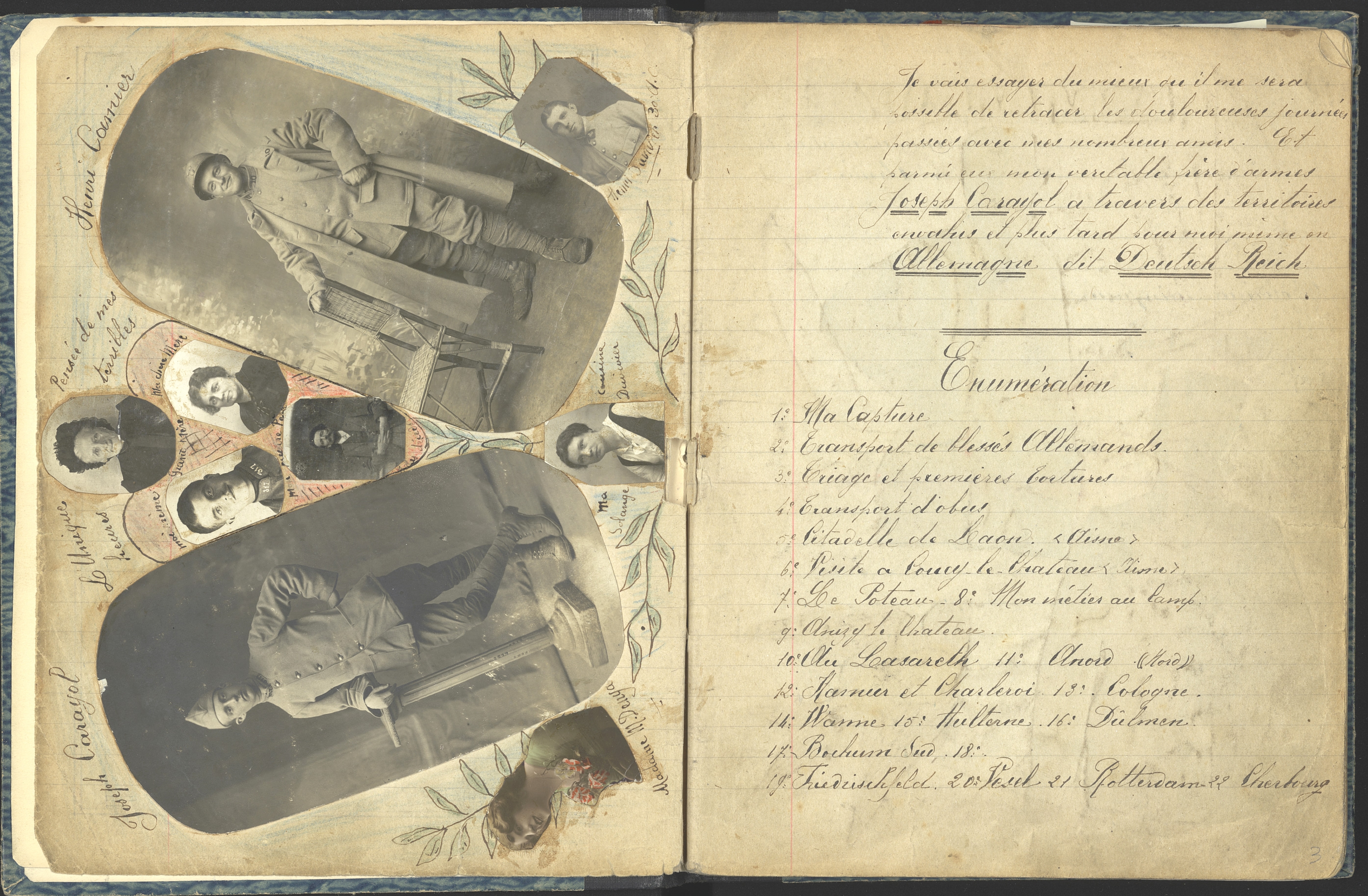 « Mes mémoires de captivité » d’Henri Camier, 317e RI, prisonnier de guerre à Friedrichsfeld (Allemagne, Rhénanie du Nord-Westphalie). Archives nationales, 700AP/11/PA_268