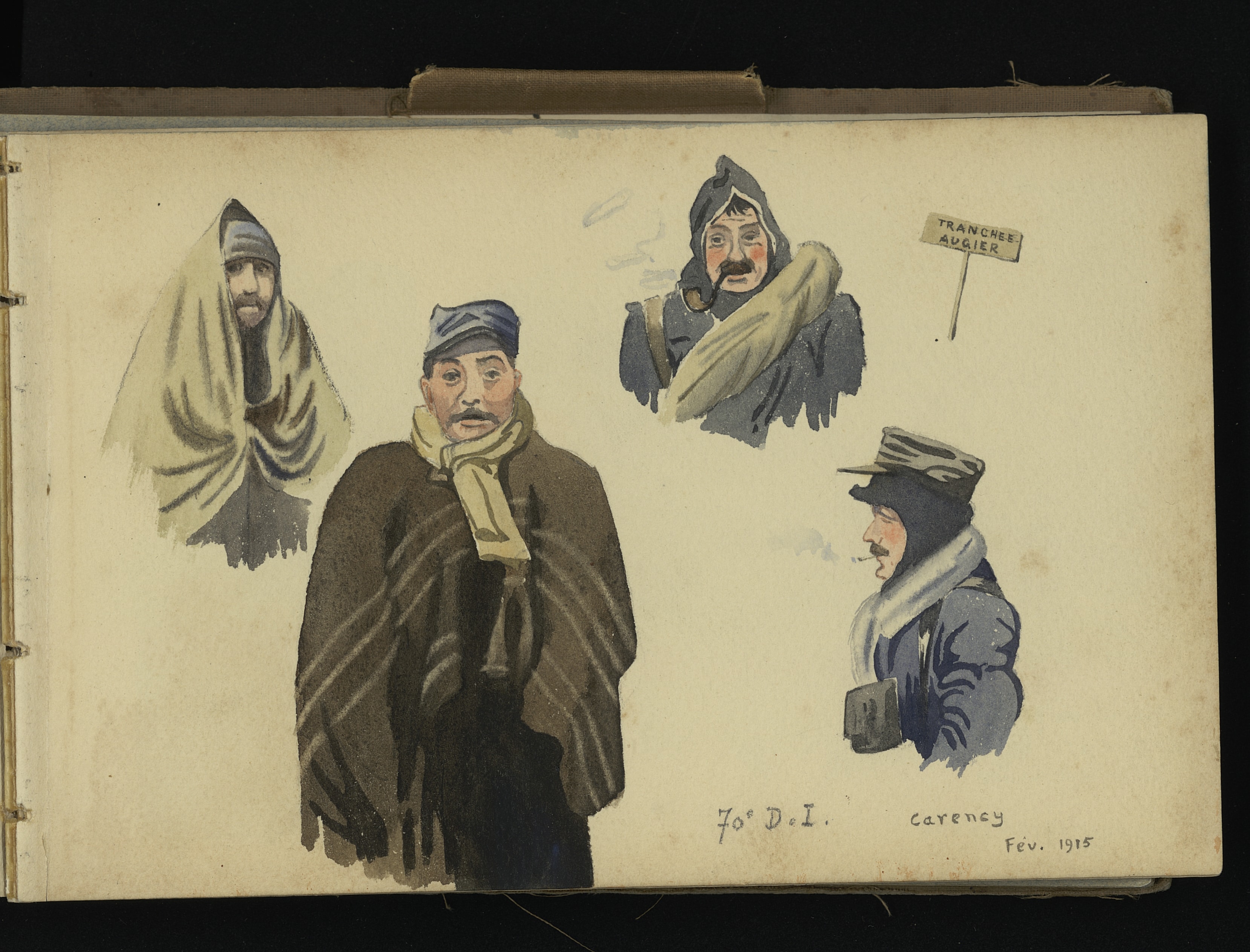 Carnet de dessins du lieutenant Hubert de Monbrison, 1er Cuirassés. 1916-1918. Archives nationales, 700AP/5/PA_097