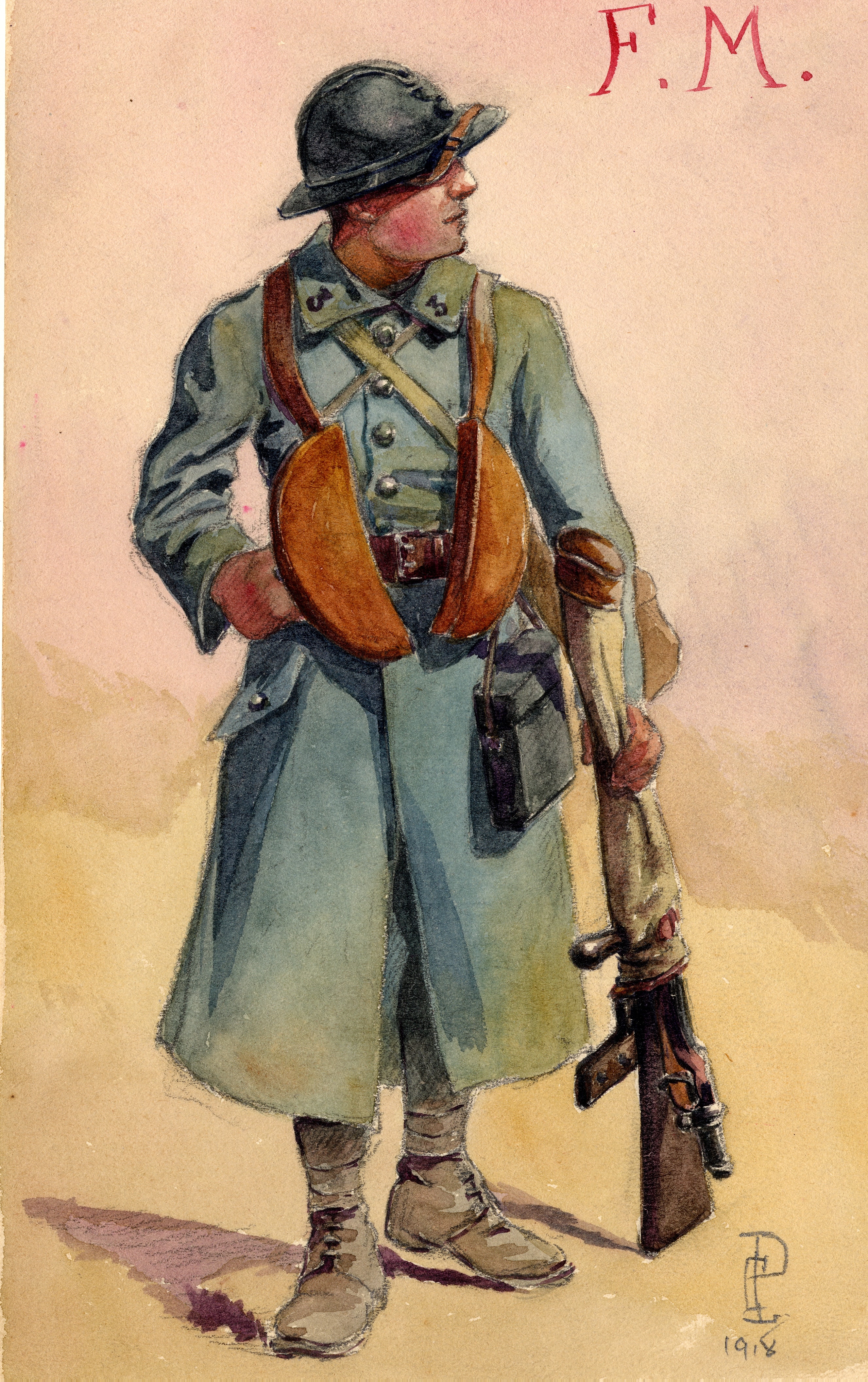 Carnet de dessins du capitaine Charles Le Proux de La Rivière, 140e RI. 1917-1918. Archives nationales, 700AP/22/PI_063