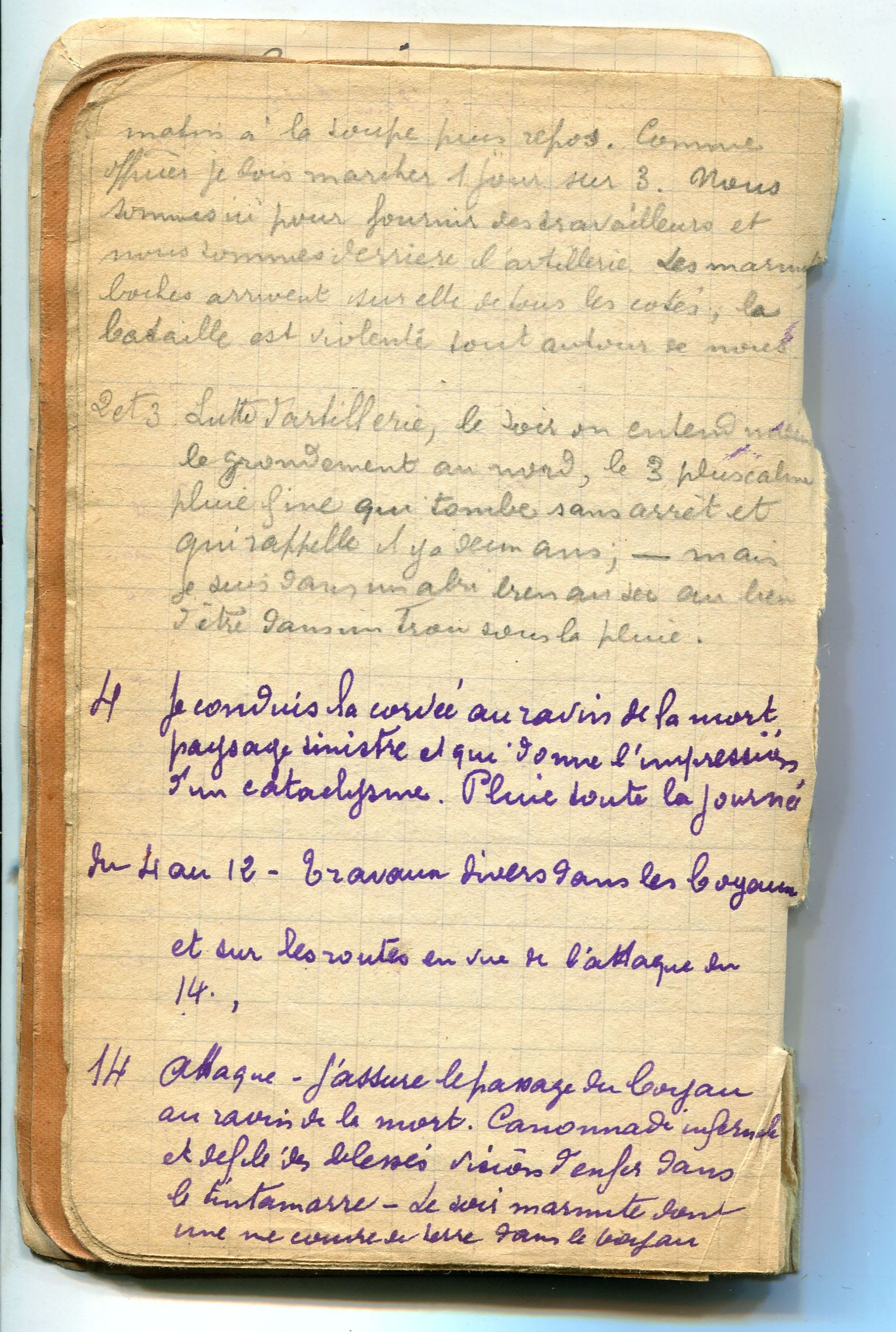 Journal du sous-lieutenant Didier Cadet, 18e RIT, à la page du mois d’octobre 1916. Archives nationales, 700AP/13/PA_300