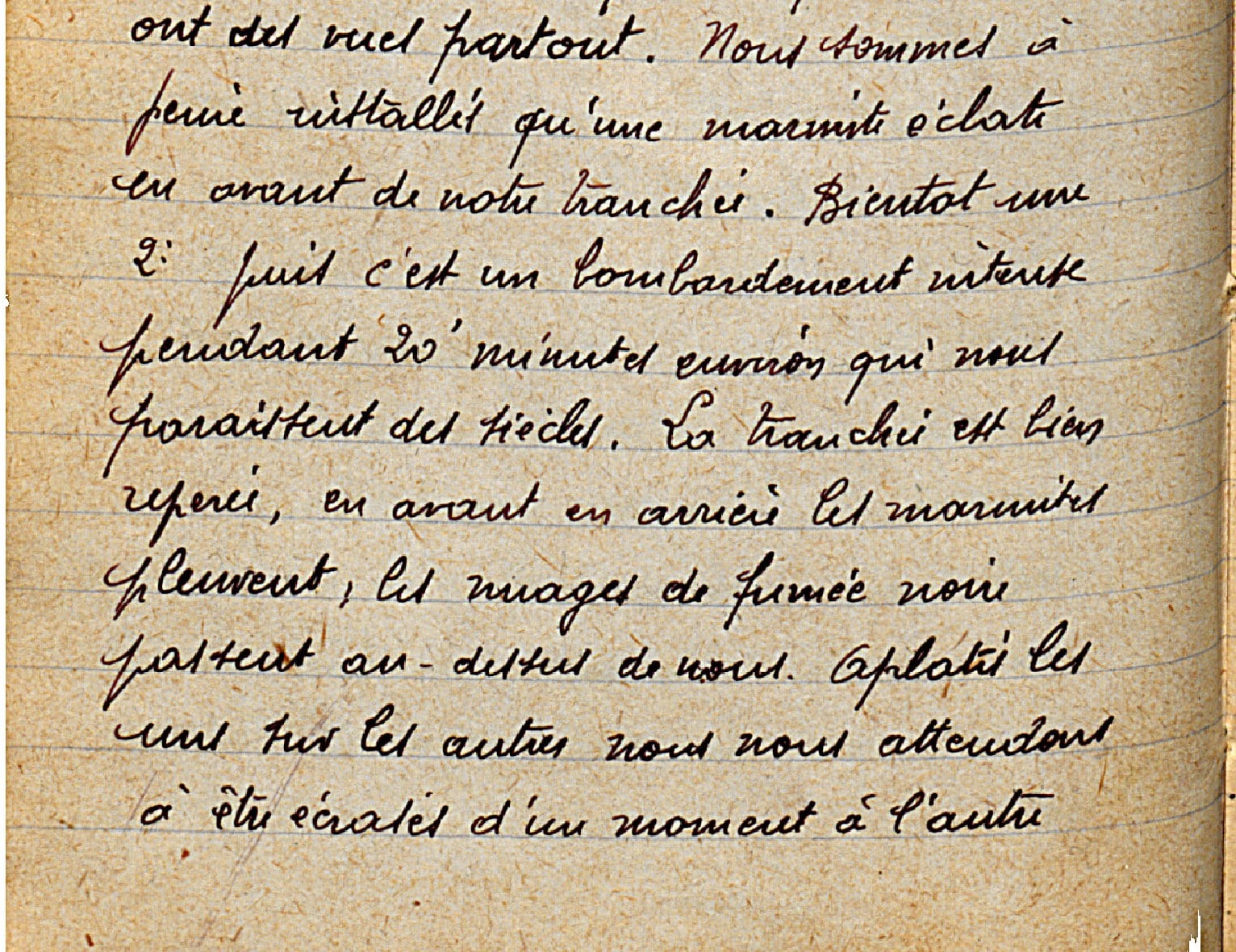 « Les marmites pleuvent », journal anonyme, à la date du 28 septembre 1914. Archives nationales, 700AP/3/PA_020